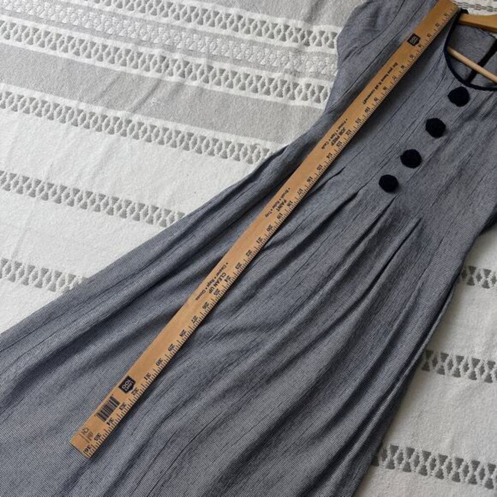 Vtg Midi Dress Classic Prairie Cottagecore Houndstooth Button Front Slip Women M - Picture 4 of 13